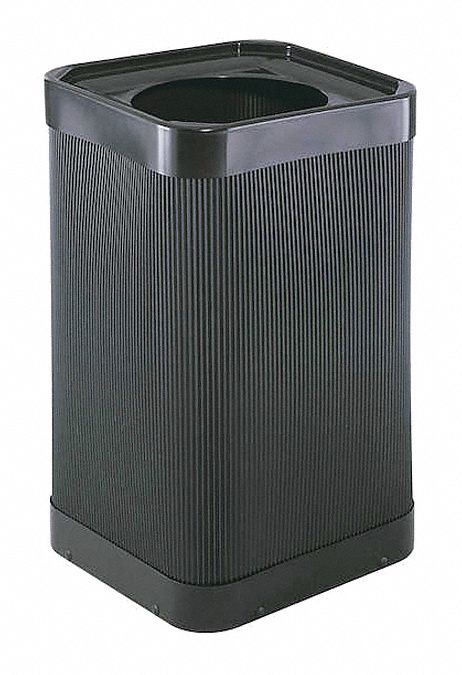 Trash Can, Square, 38 gal., Black