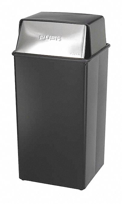 Trash Can, Rectangular, 36 gal., Black