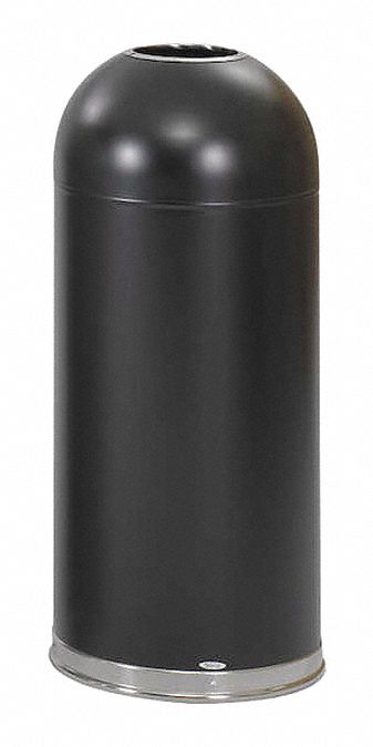 Trash Can, Round, 15 gal., Black