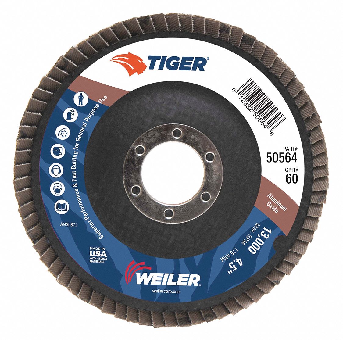 38P565 - 4-1/2In. Tiger Disc Abrasive Flap Disc - Only Shipped in Quantities of 10