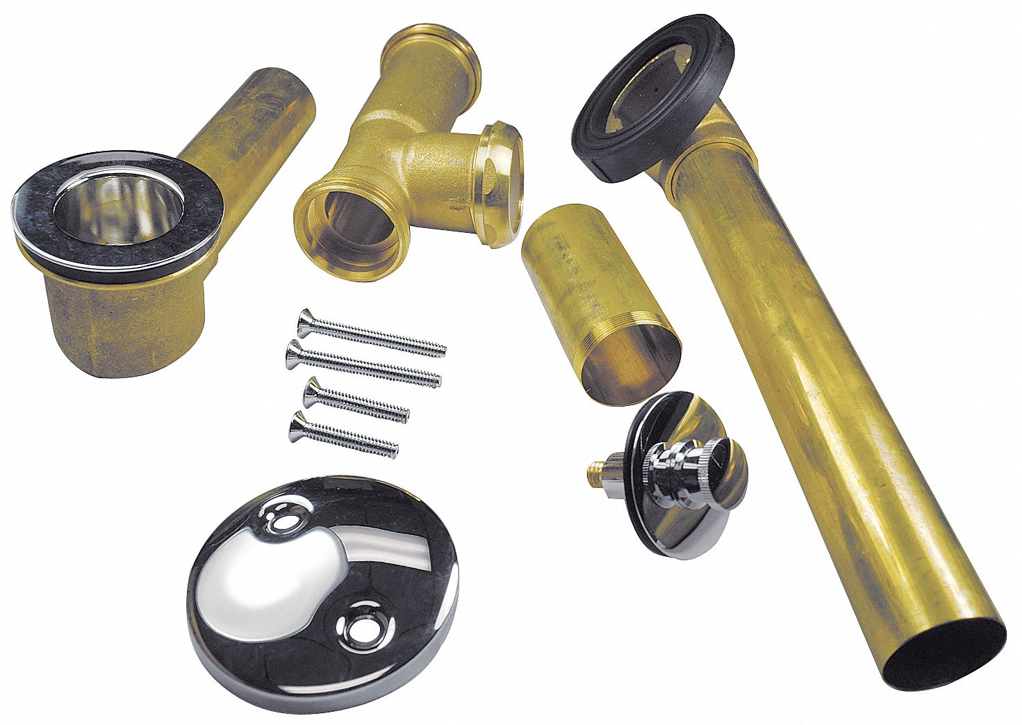 WASTE AND OVERFLOW KIT: 1½ IN OVERALL DIA, 2½ IN H, 1½ IN FITS MAX DRAIN SIZE