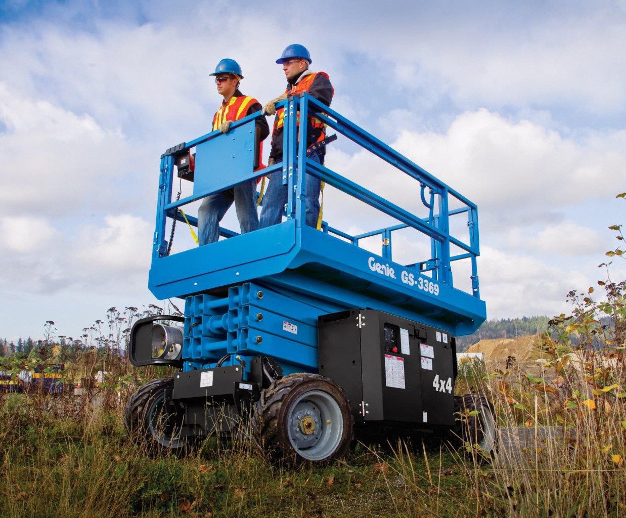 GENIE Electric Scissor Lift, Yes Drive, DC Power Source, 39 ft Max