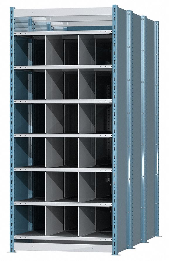 Starter Pigeonhole Bin Unit: 36 in x 72 in x 84 in, 18 Compartments, 800 lb Load Capacity