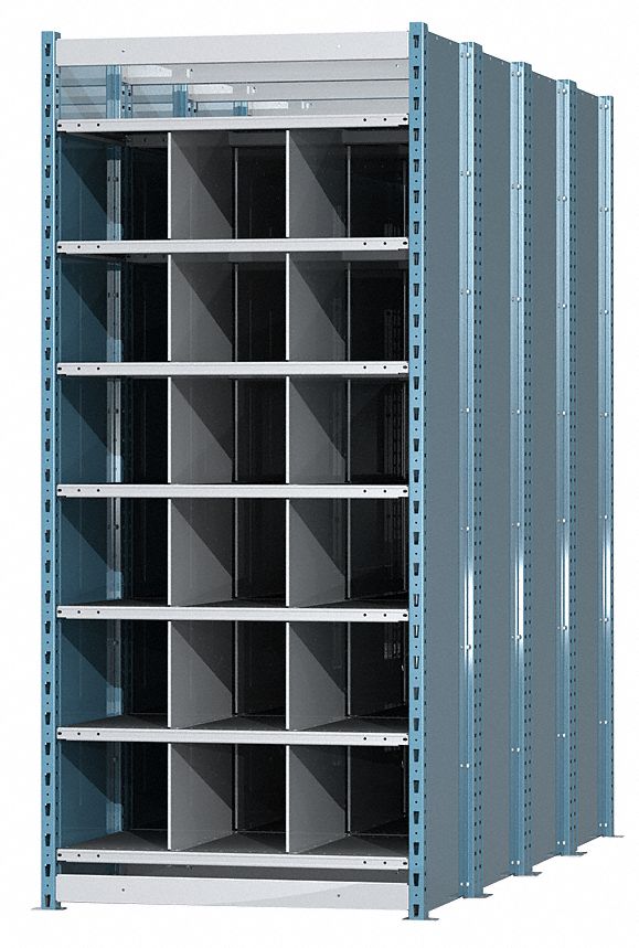 Starter Pigeonhole Bin Unit: 36 in x 96 in x 84 in, 18 Compartments, 800 lb Load Capacity
