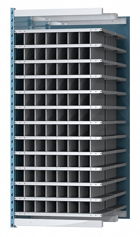 Add-On Pigeonhole Bin Unit: 36 in x 48 in x 84 in, 96 Compartments, 800 lb Load Capacity