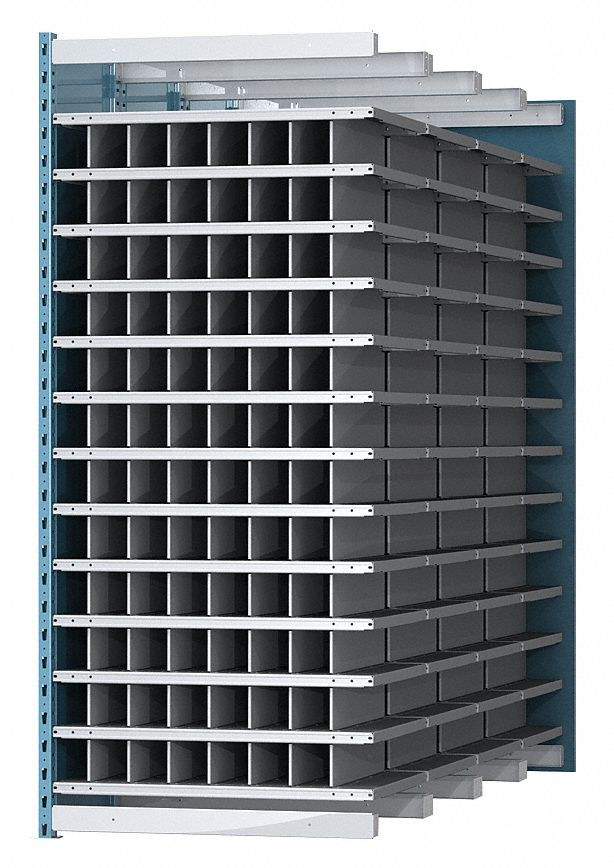 Add-On Pigeonhole Bin Unit: 36 in x 96 in x 84 in, 96 Compartments, 800 lb Load Capacity