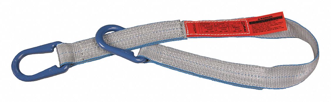 WEB SLING, TYPE U, POLYESTER, UNIVERSAL LINK, 2 PLIES, 14 FT SLING L, 12 IN EYE L, SILVER