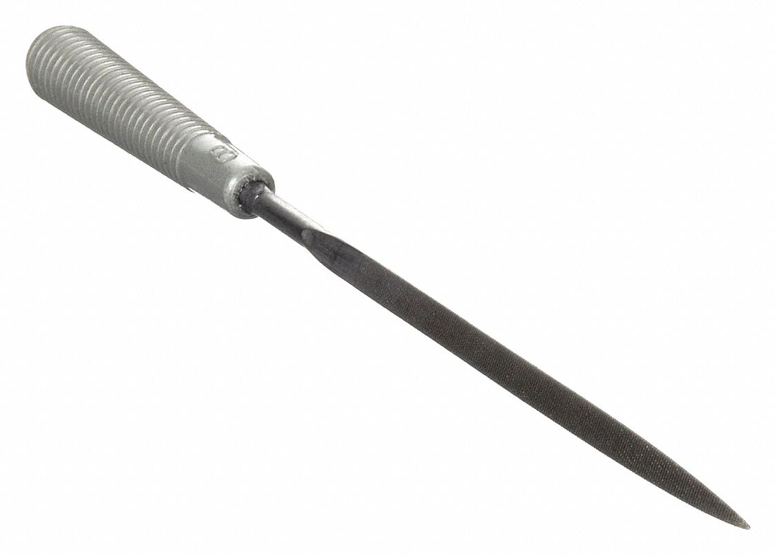 Needle File: Triangular, 5 1/2 in Lg, 1/8 in Wd, 7/64 in Thick, 0