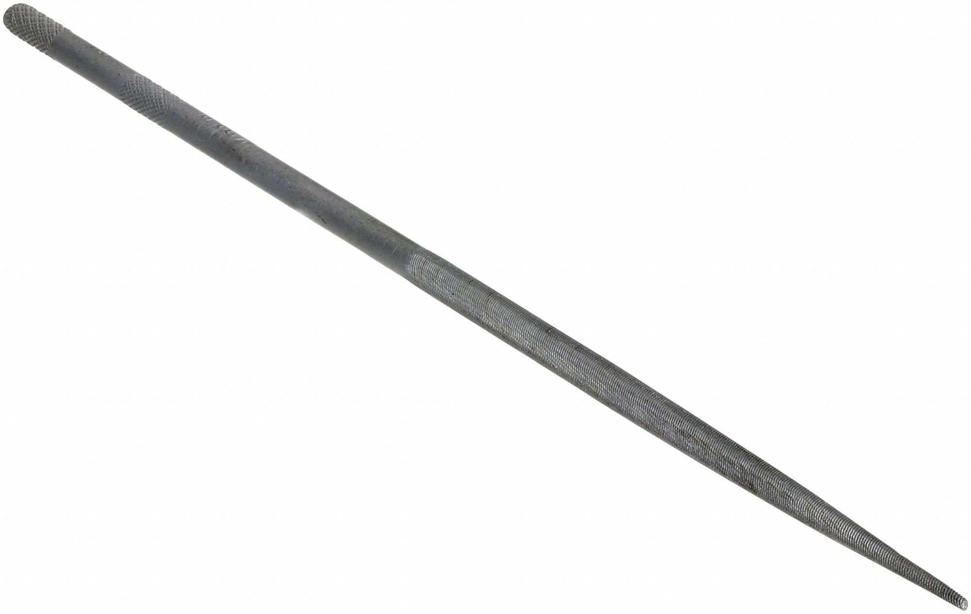 Needle File: Round, 6 1/4 in Lg, 1/4 in Wd, 5/64 in Thick, 2