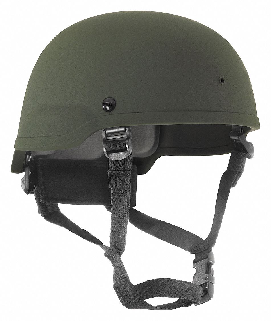 Ballistic Helmet: M Fits Hat Size, Suspension, OD Green, Aramid, 3/4 in Pad Thick