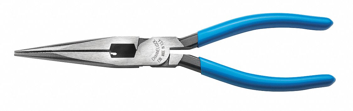 LONG NOSE PLIER,7-13/16IN L,SERRATED