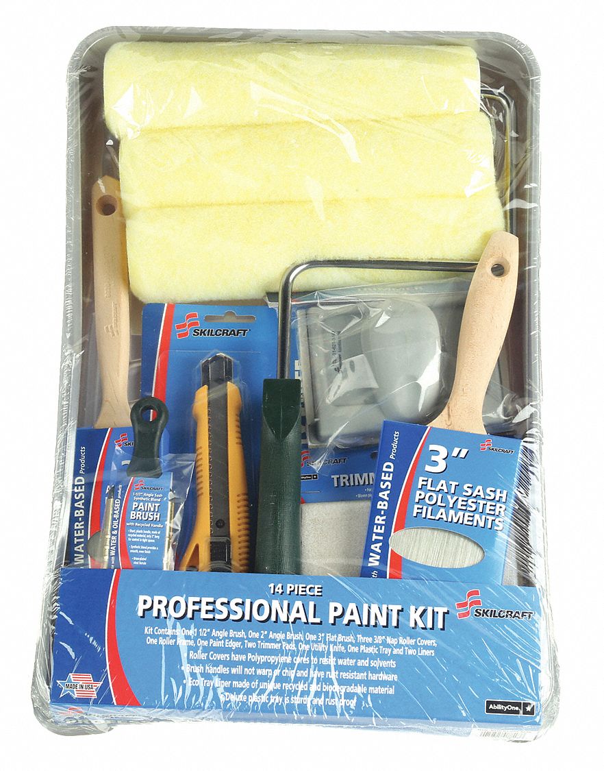 ABILITY ONE, 9 in Roller Lg, 3/8 in Nap Size, Paint Roller Kit 38RX468020016238818 Grainger