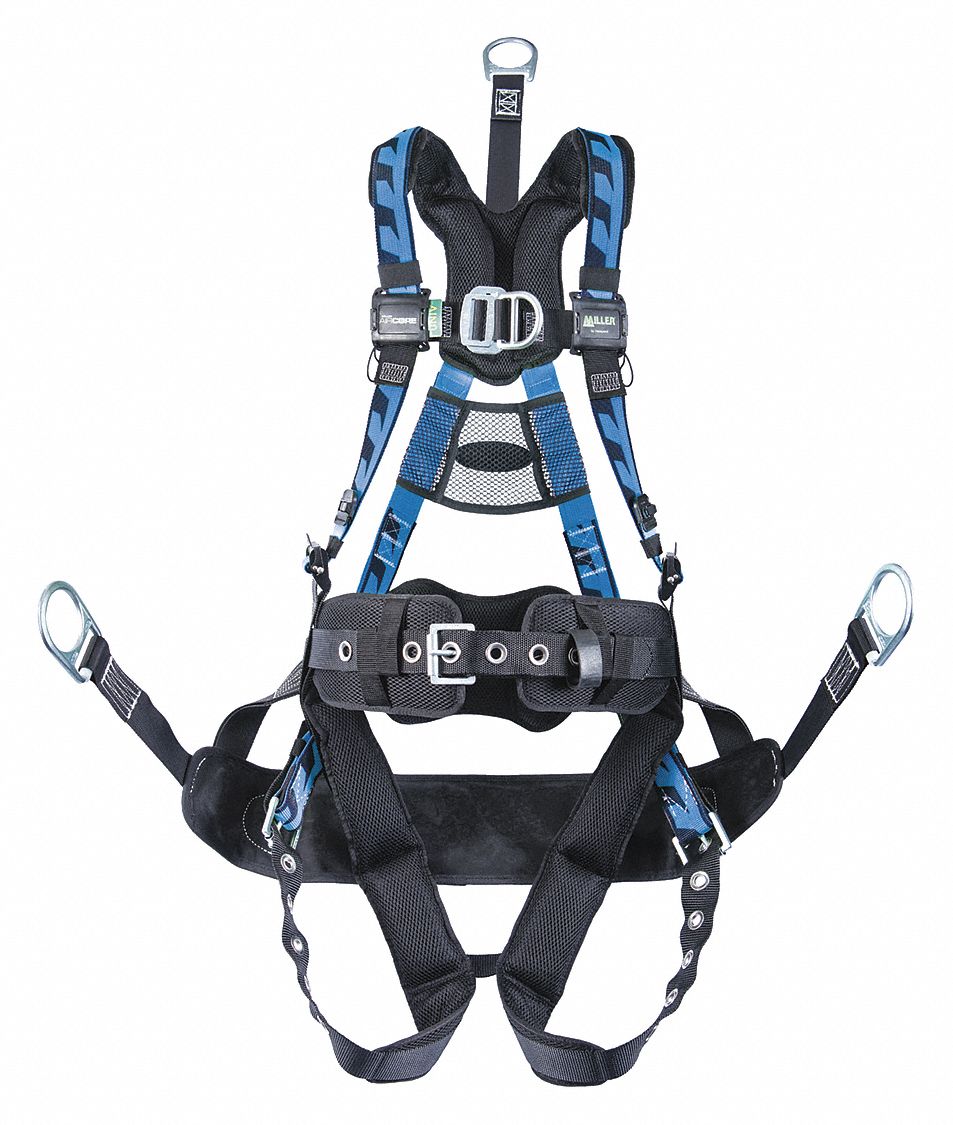 Full Body Harness: Vest, Mating / Tongue Buckles, L/XL, 400 lb Capacity, Miller AirCore(TM)