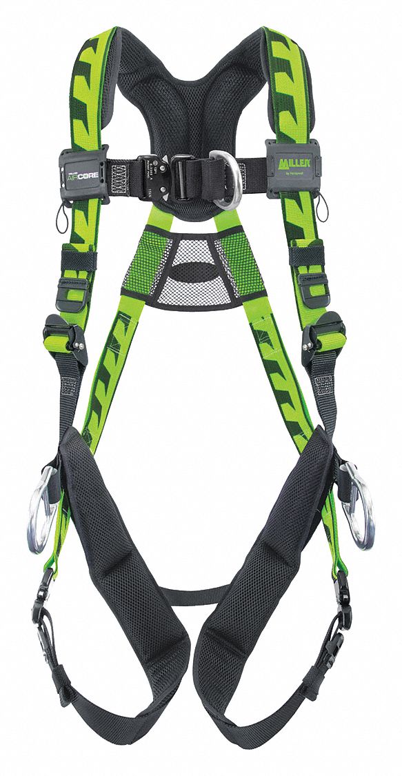 Full Body Harness: Vest, Quick-Connect / Quick-Connect Buckles, 2XL/3XL, 400 lb Capacity