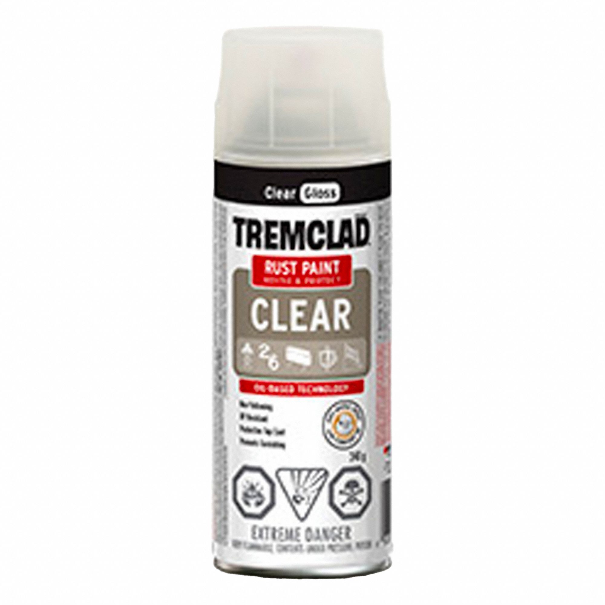SPRAY PAINT, SPECIALTY, RUST PREVENTATIVE, GLOSS FINISH, CLEAR, 340 G, SOLVENT BASE/ALKYD RESIN
