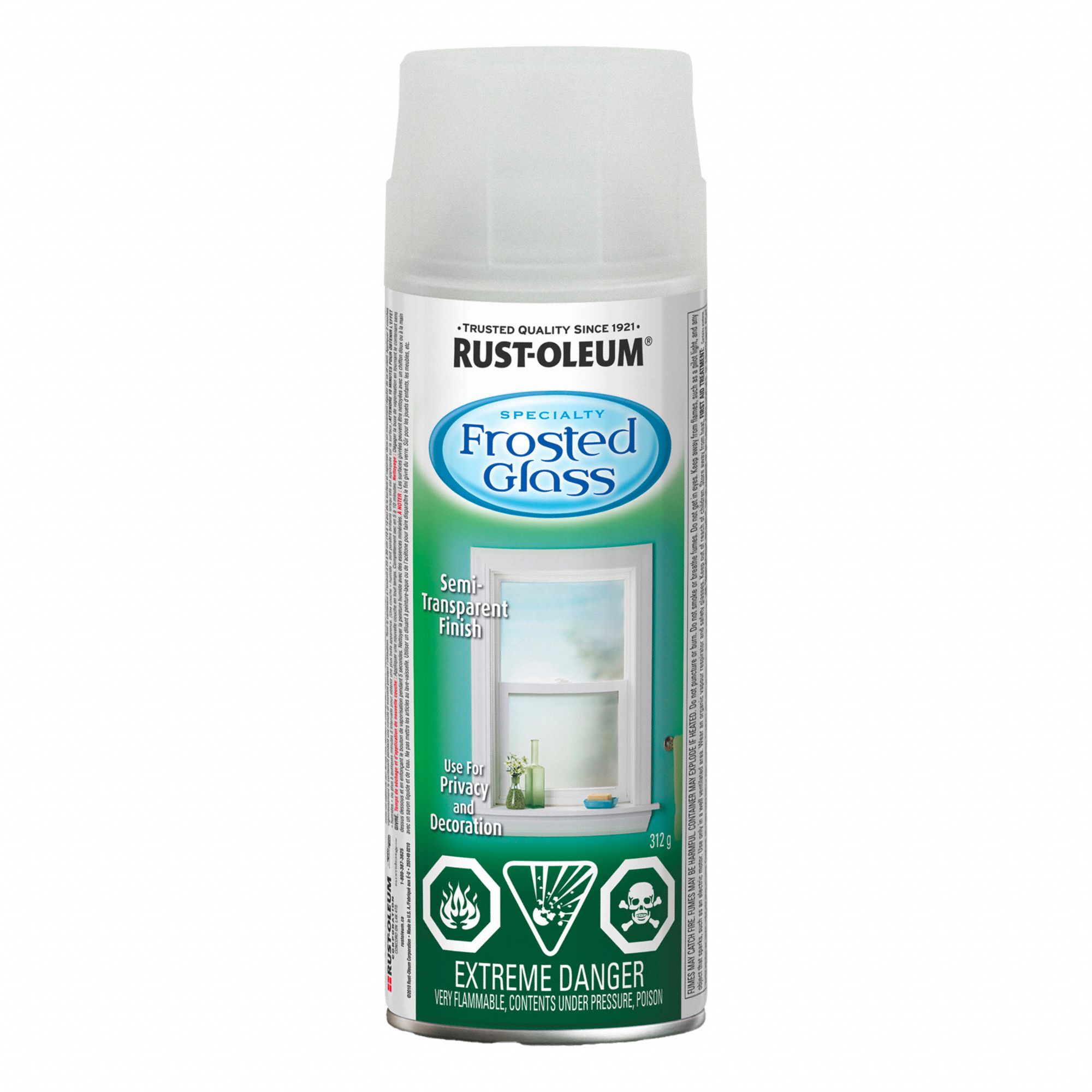 GLASS PAINT, SPECIALTY PAINT, FROSTED FINISH, CLEAR, 312 G, SOLVENT BASE/ACRYLIC LACQUER