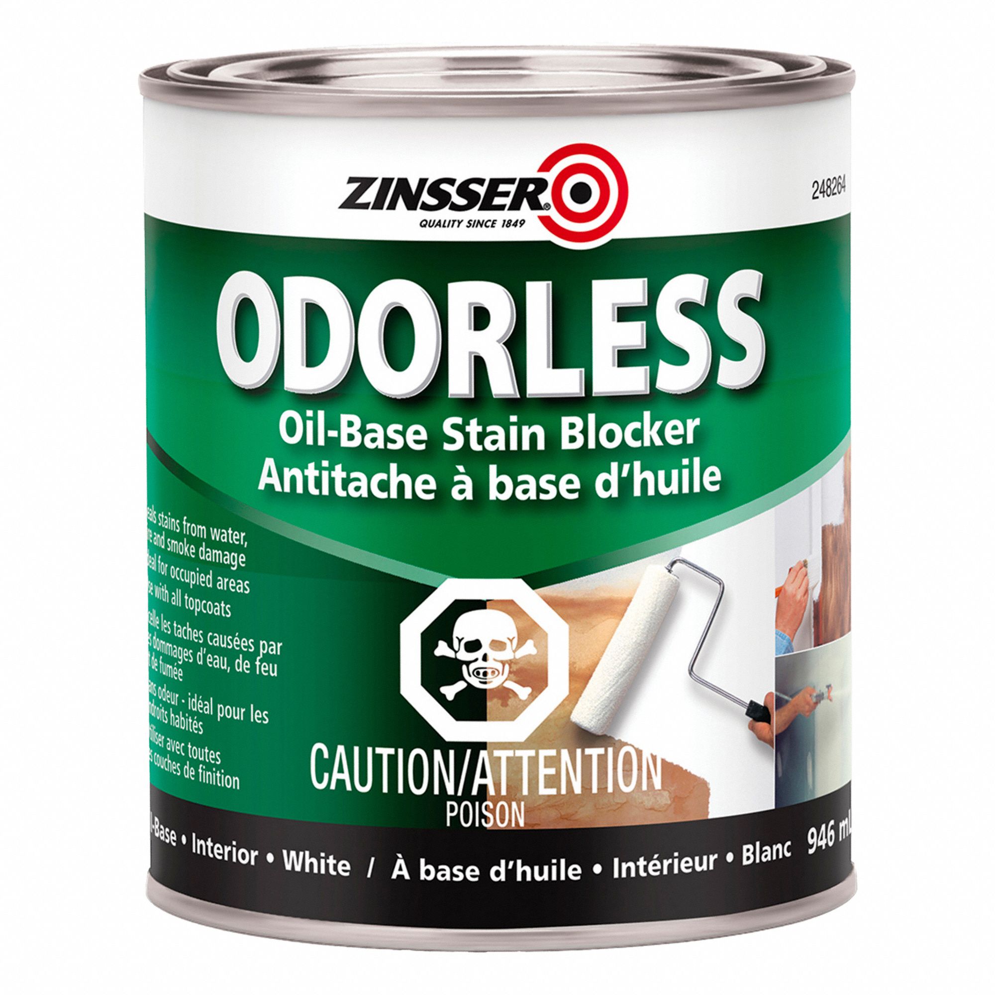 ODOURLESS PRIMER, INTERIOR, 40-90 F TEMP, FLAT/WHITE, 946 ML, SOLVENT/ALKYD