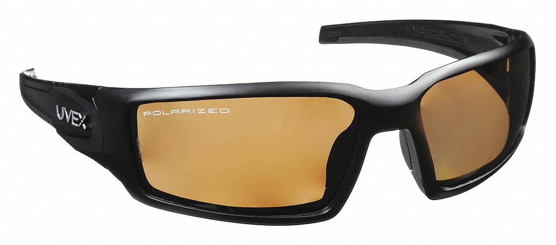 SAFETY GLASSES, FULL-FRAME, WRAPAROUND, PC, HARDCOAT, MATTE BLACK/ESPRESSO  POLARIZED, UV