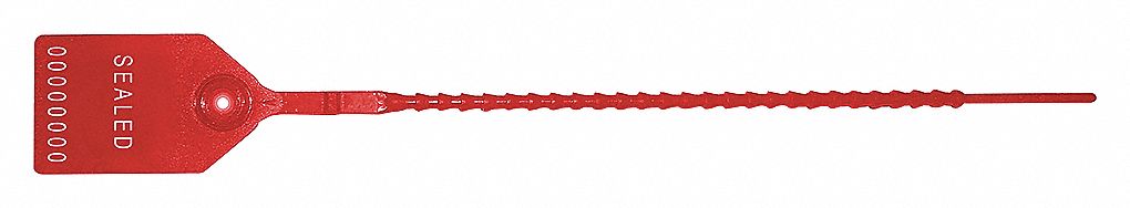 Pull-Tight Seals: 15 in Strap Lg, 55 lb Breaking Strength, Red, White, Laser Marked, 1,000 PK