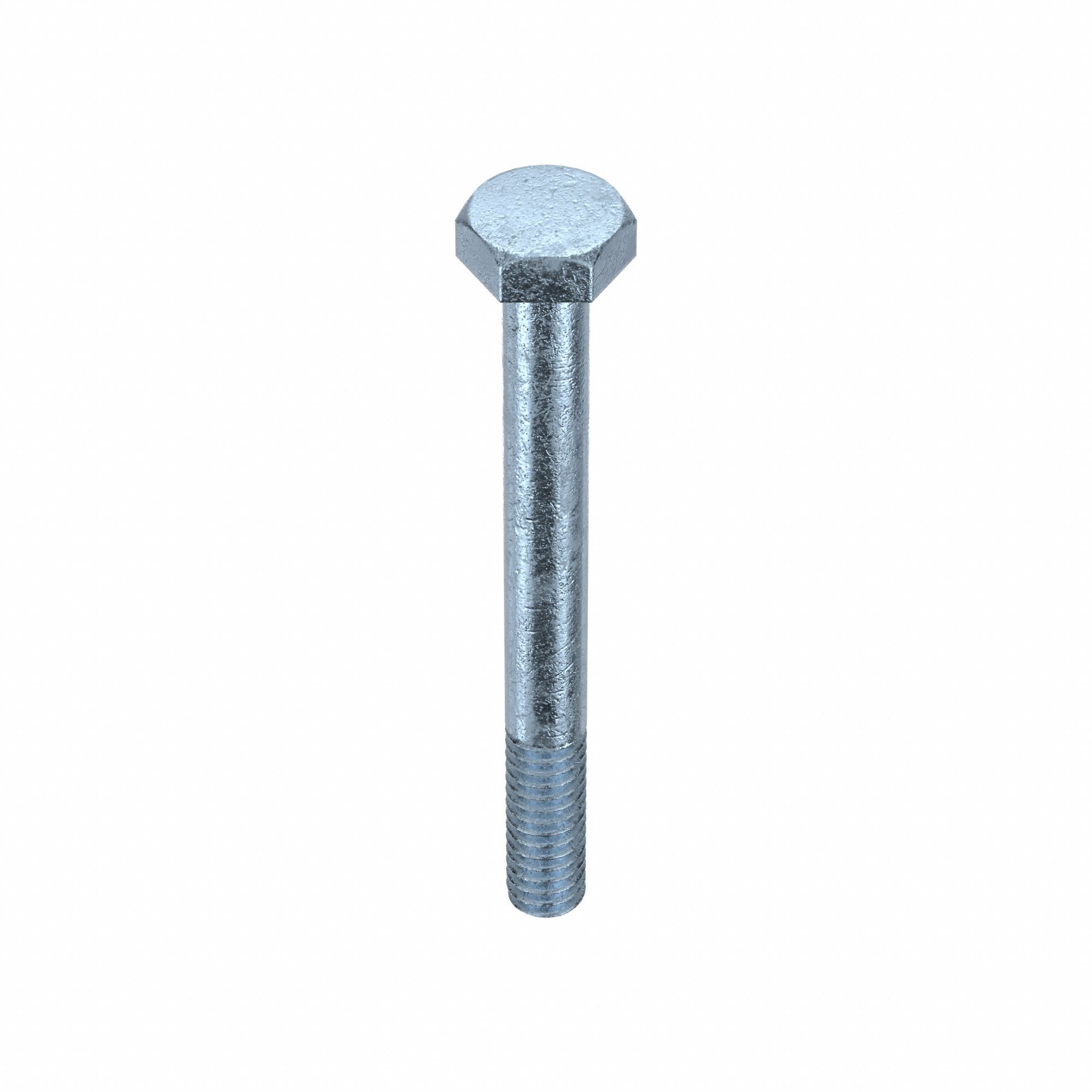 Hex Head Cap Screw: Steel, Grade 5, Zinc Plated, 1/4"-20, Coarse, 2 1/2 in lg, Made in USA*, 50 PK