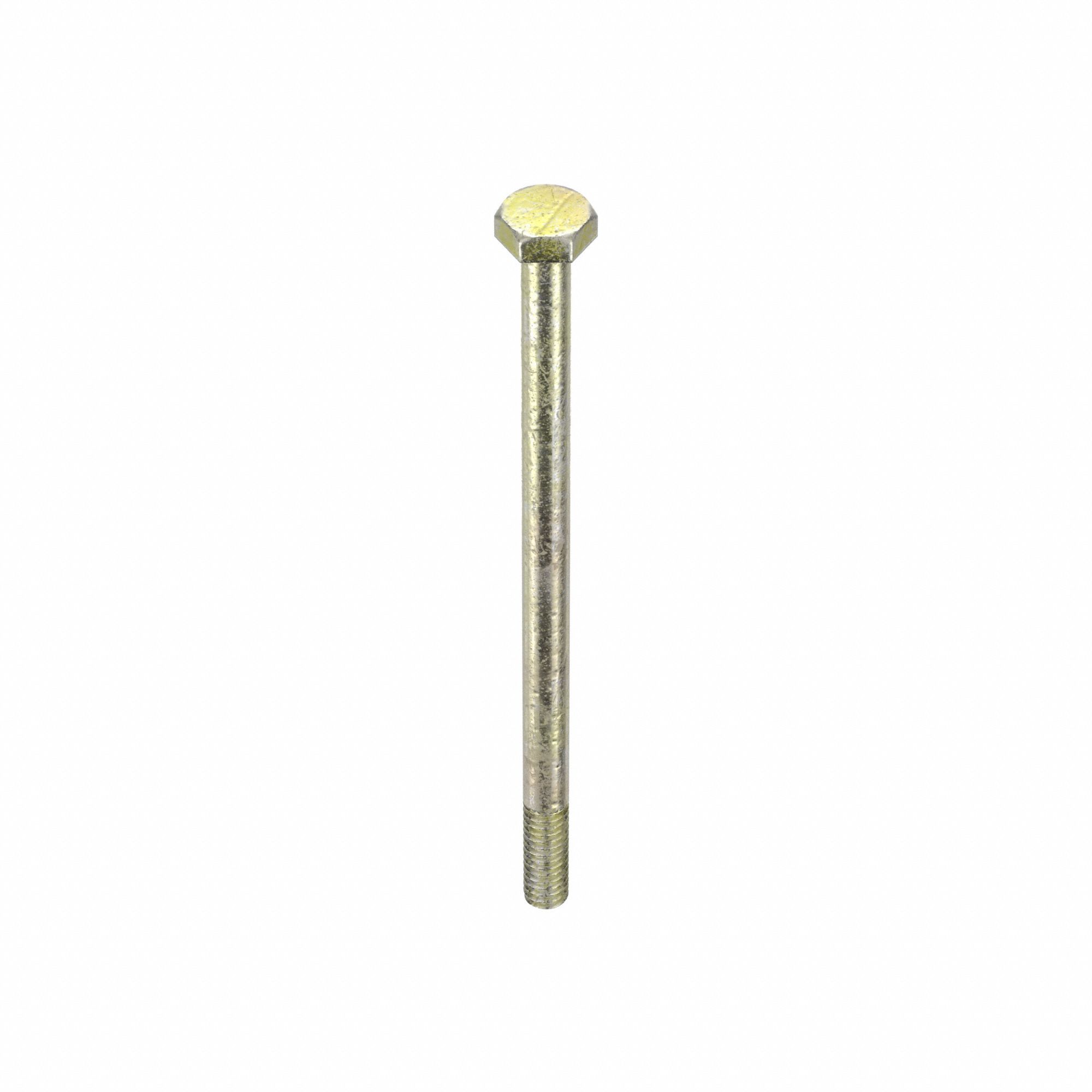Hex Head Cap Screw: Steel, Grade 8, Zinc Yellow, 1/4"-20, Coarse, 4 1/2 in lg, Inch, SAE J429, 25 PK