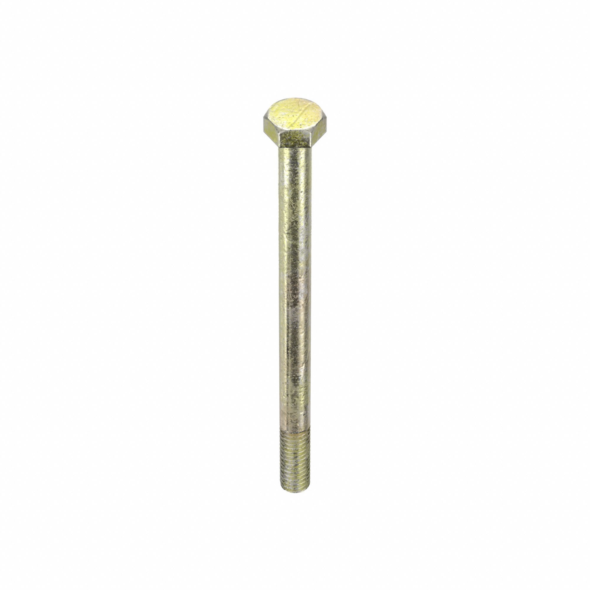 Hex Head Cap Screw: Steel, Grade 8, Zinc Yellow, 5/16"-18, Coarse, 4 1/2 in lg, Inch, HRC33, 25 PK