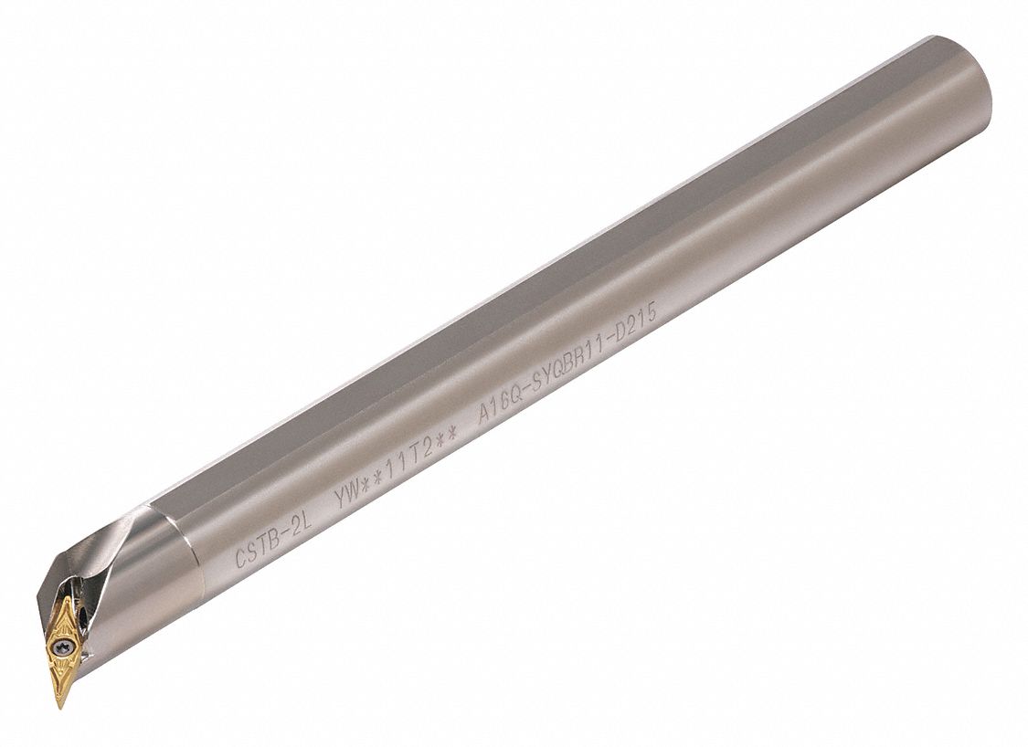 TUNGALOY Indexable Boring Bar, Insert Shape 25° Diamond, Overall Length