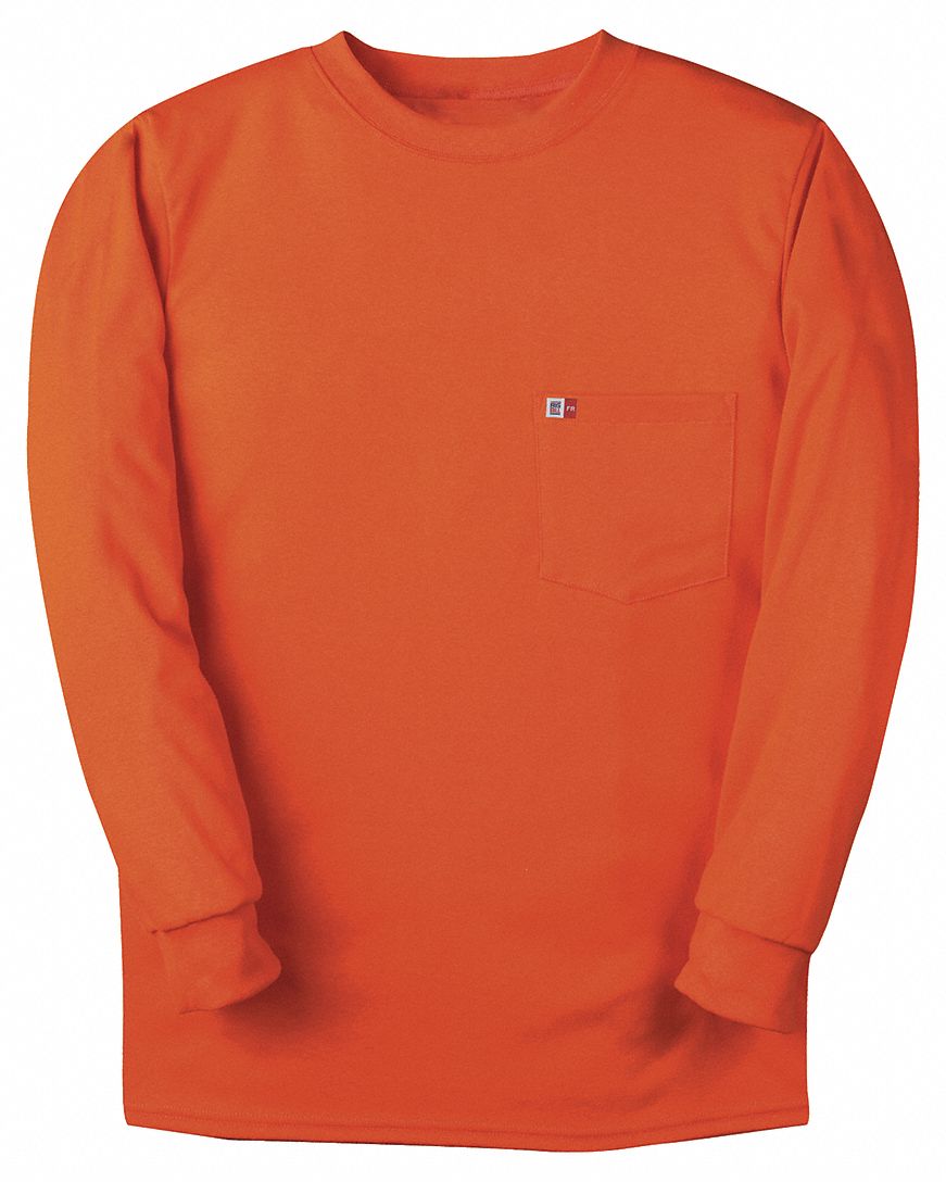 FR Crewneck Shirt, M, 34-1/2in., Orange