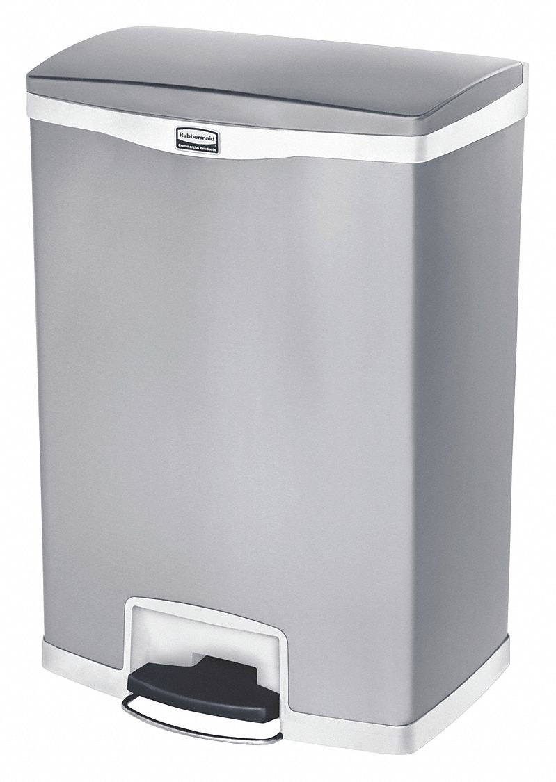 Step Can, 24 gal, Stationary, Rectangular, Metal, White - Grainger