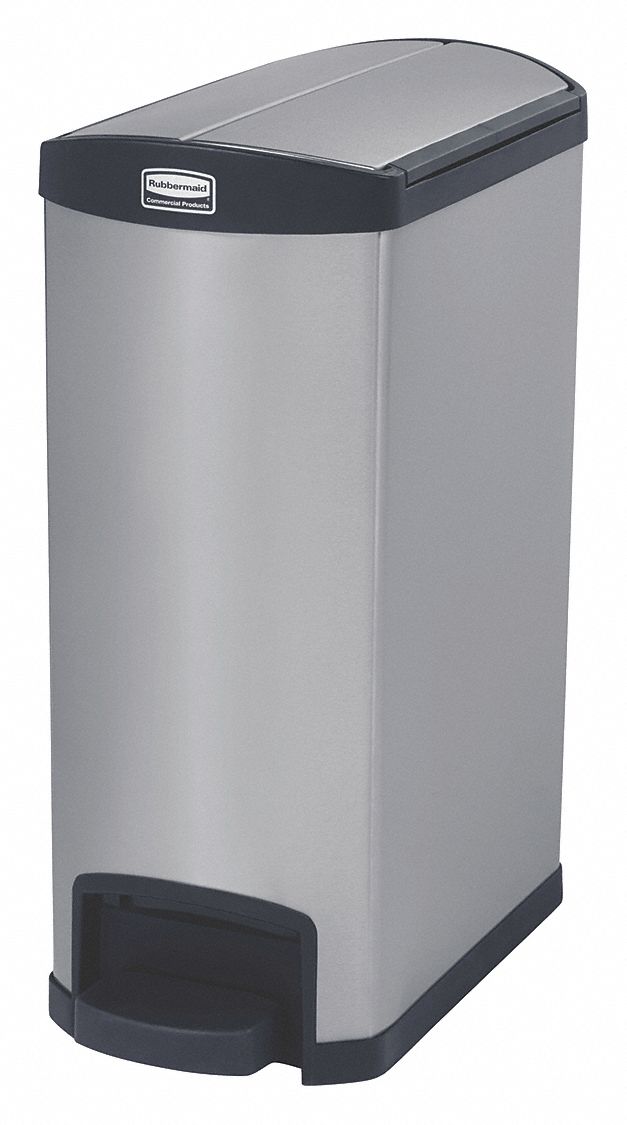 Rubbermaid Commercial Trash Can,Rectangular,22-1/2 gal.,Silver