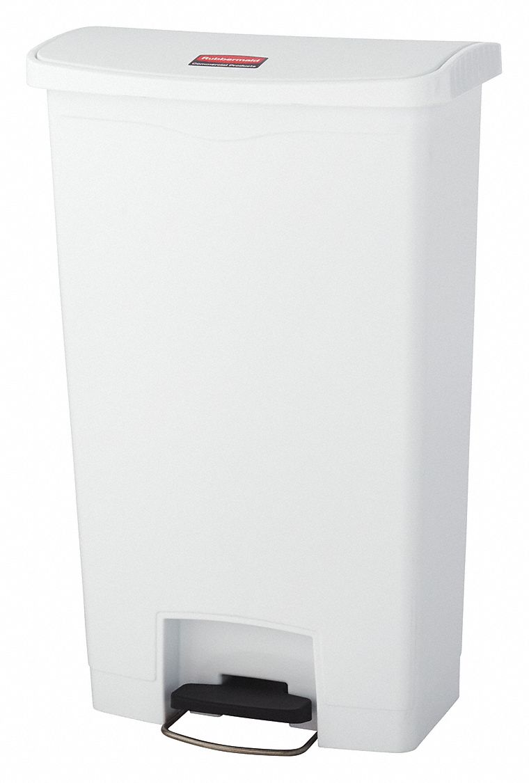 TRASH CAN,RECTANGULAR,18 GAL.,WHITE