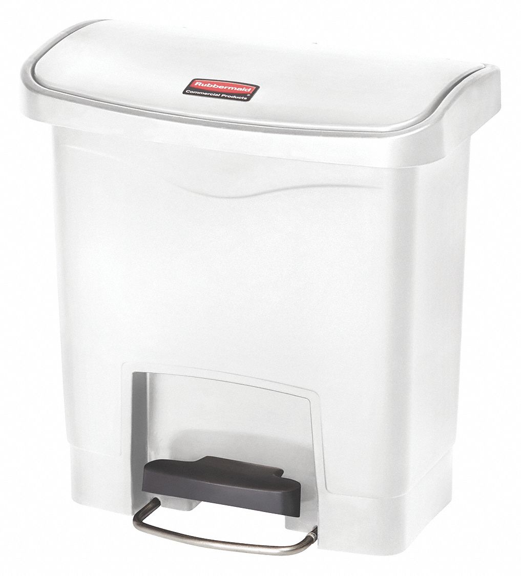 STEP-ON TRASH CONTAINER, PLASTIC, 4 GALLON CAPACITY, WHITE