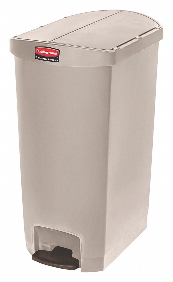 TRASH CAN,RECTANGULAR,18 GAL.,BEIGE
