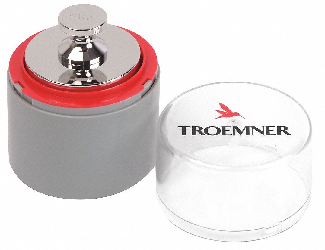 Calibration Weight: 2 kg Nominal Mass, 1, Accredited, Stainless Steel, Case, Metric