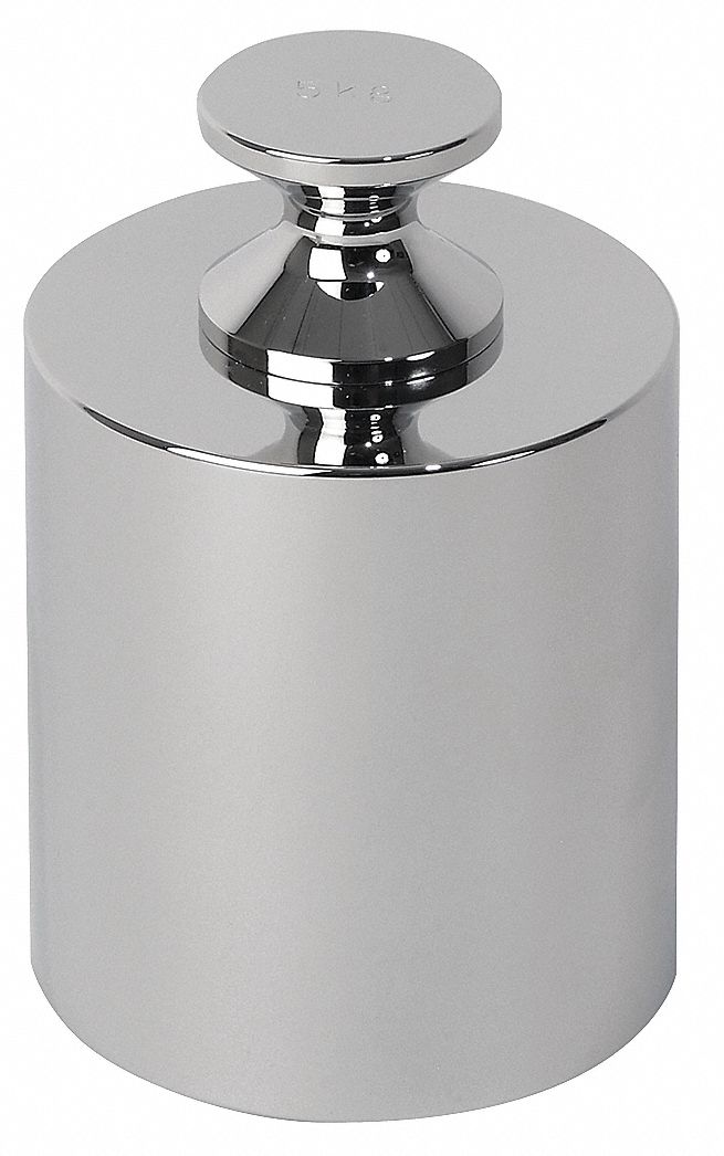 Calibration Weight: 5 kg Nominal Mass, 1, Accredited, Stainless Steel, Case, Metric