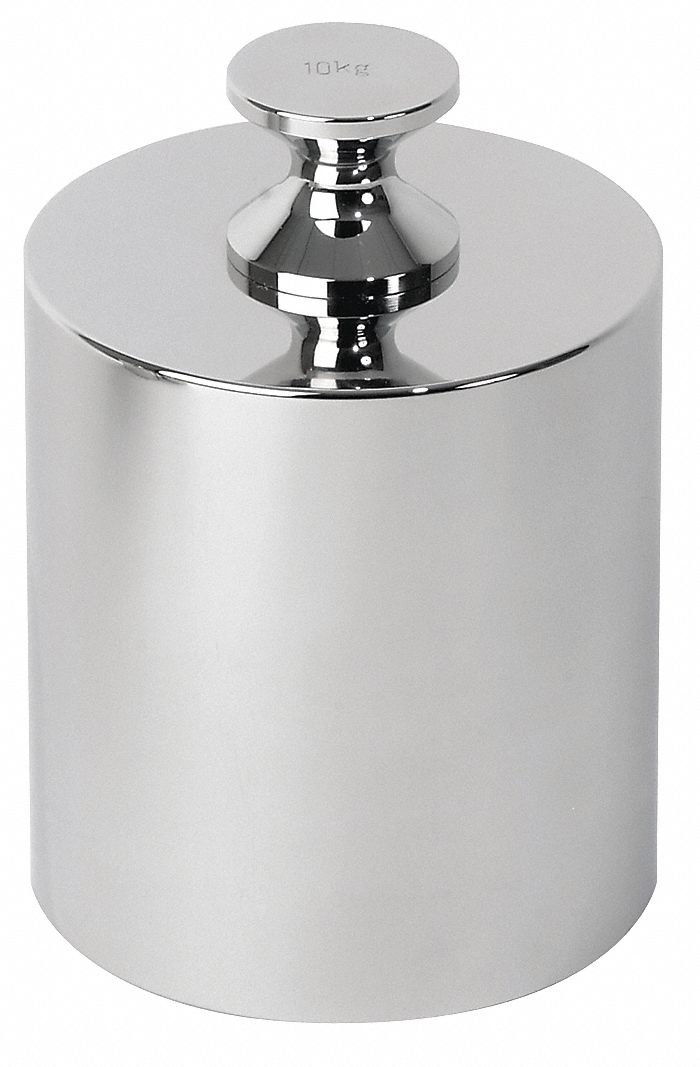Calibration Weight: 10 kg Nominal Mass, 1, Accredited, Stainless Steel, Case, Metric