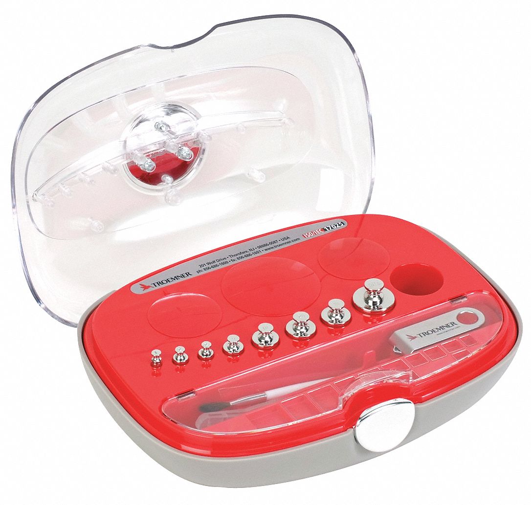 Calibration Weight Kit: 1, Accredited, Aluminum, Case, Metric