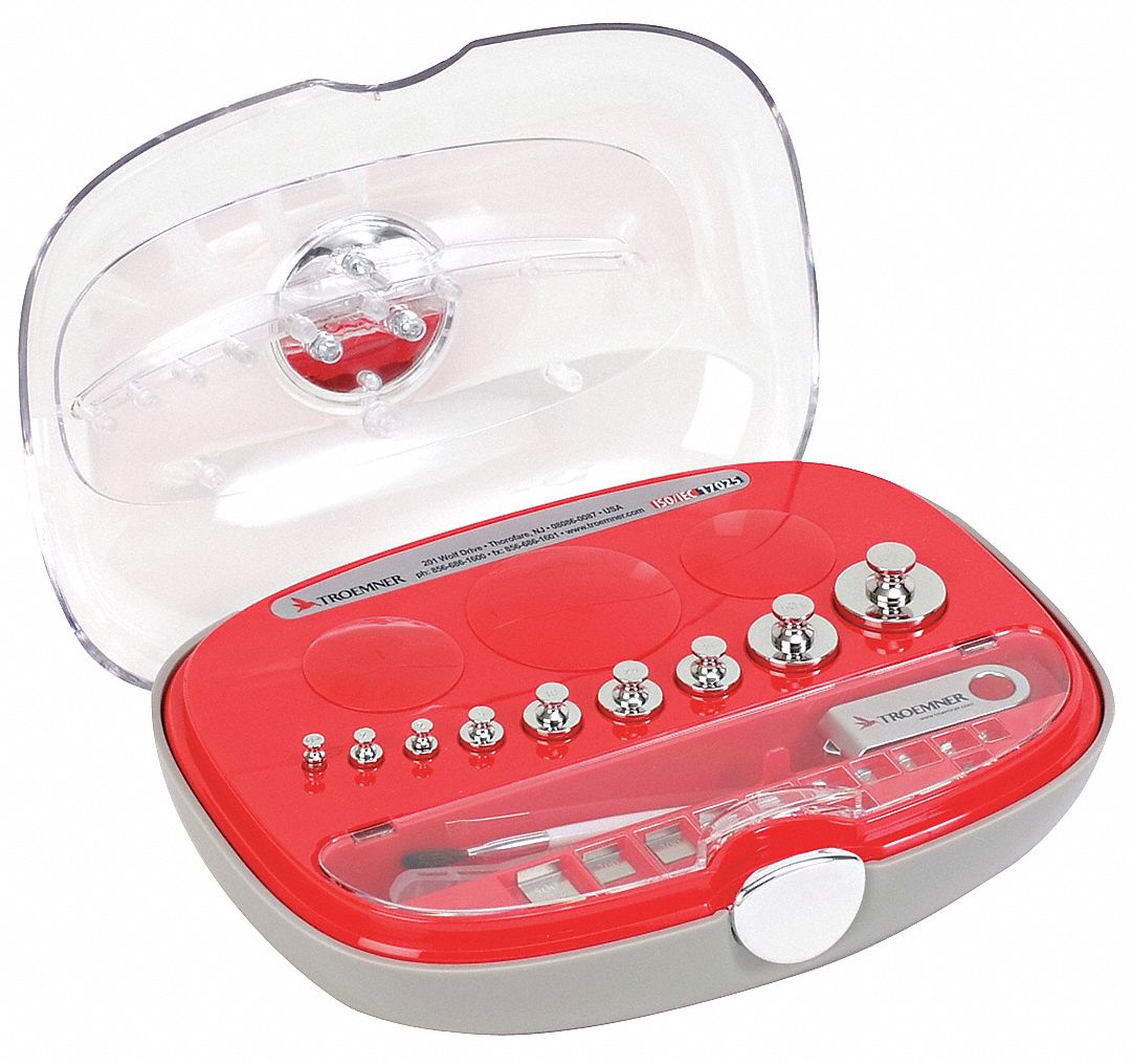 Calibration Weight Kit: 1, Accredited, Aluminum, Case, Metric