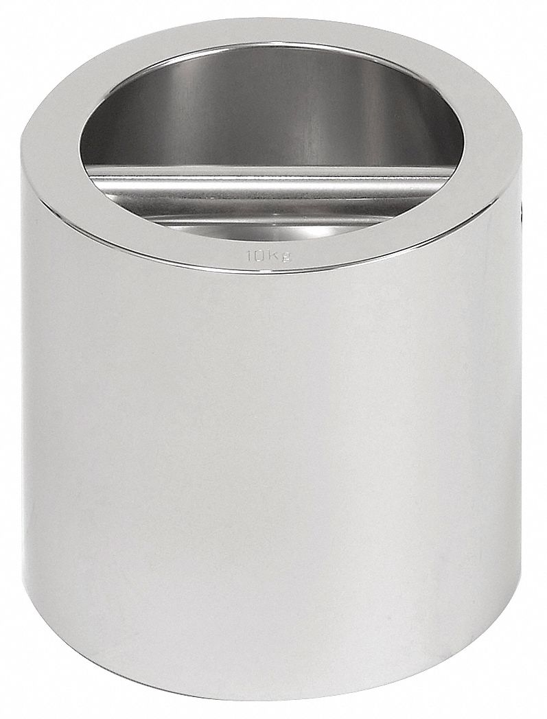 Calibration Weight: 10 kg Nominal Mass, 1, Accredited, Stainless Steel, Case, Metric