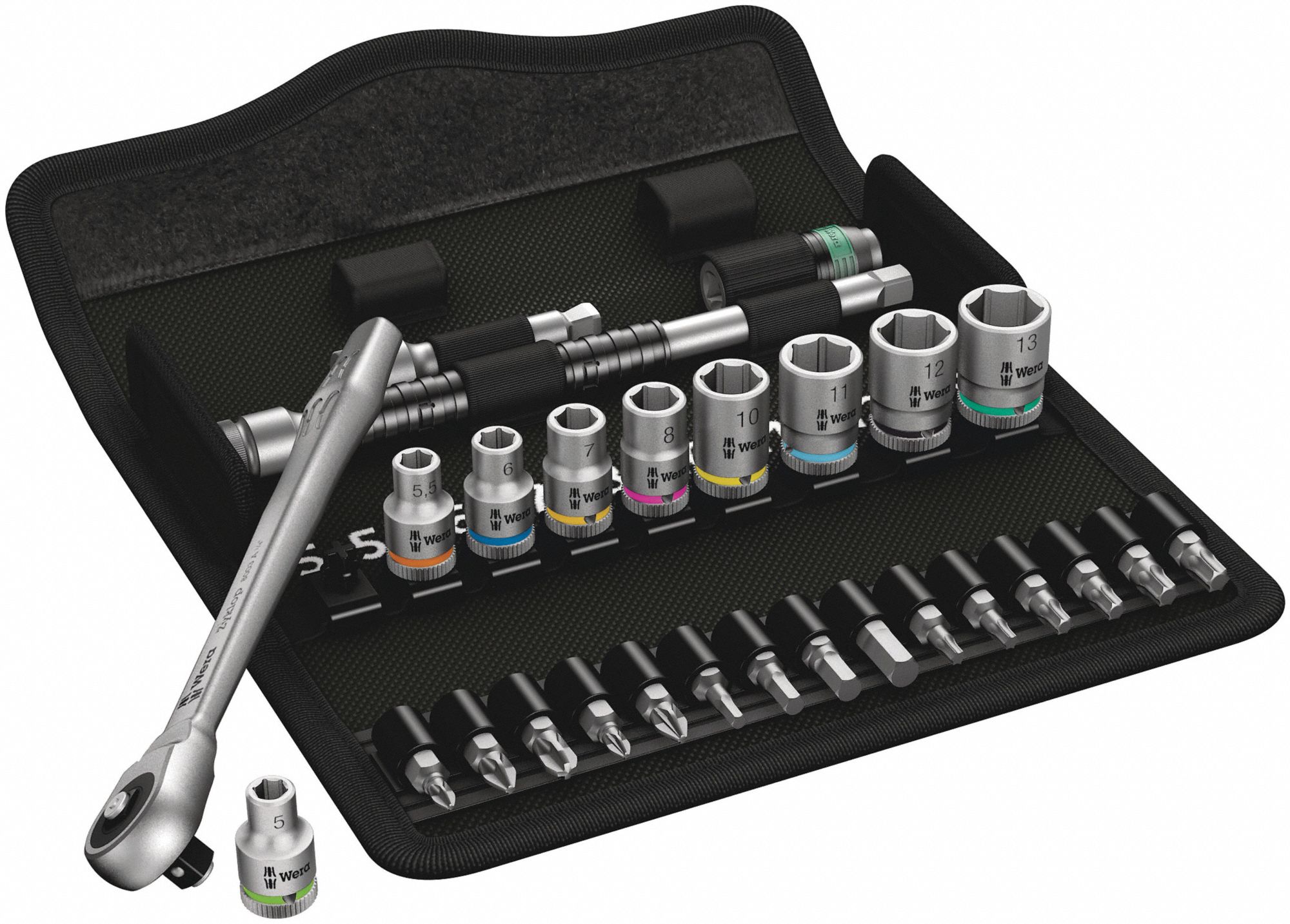 ファッション通販 安い Size, Drive in 1/4 WERA, 28 Set Wrench Socket Pieces, メンテナンス