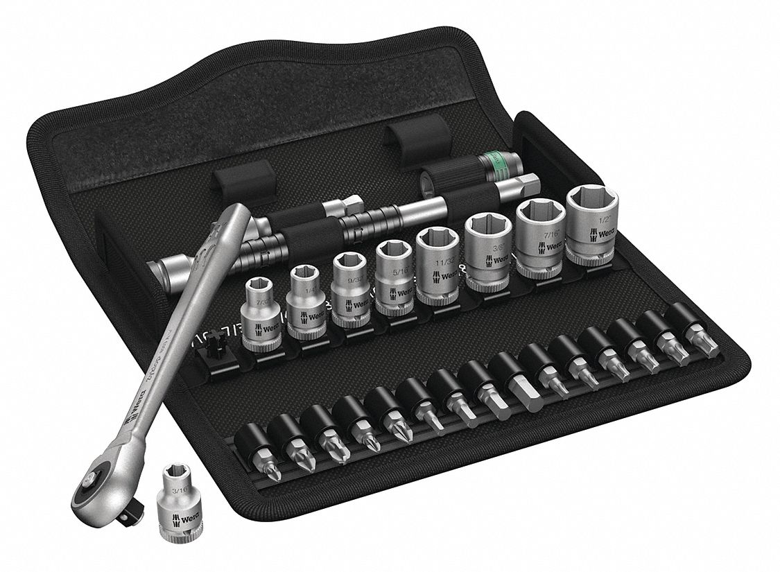 CLE DOUILLE SET,SAE,1/4 IN DR,28 PC