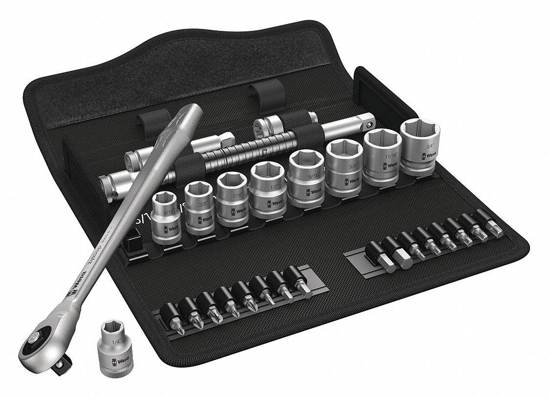 CLE DOUILLE SET,SAE,3/8 IN DR,29 PC