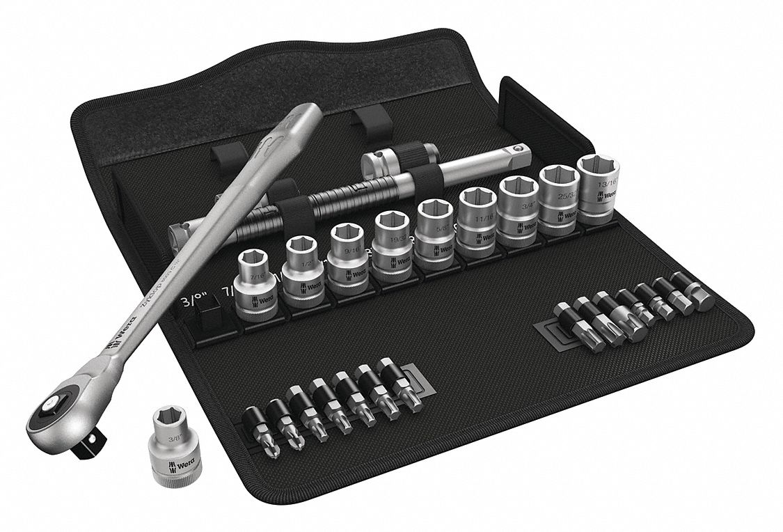 CLE DOUILLE SET,SAE,1/2 IN DR,28 PC