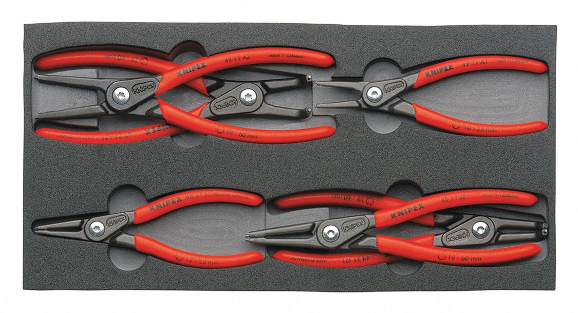 Retaining Ring Plier Set: External/Internal, For 3/4 in to 2 3/8 in3/4 in to 2 23/64 in Shaft Dia