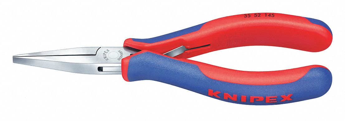 FLAT NOSE PLIER, ½ IN MAX JAW OPENING, 5¾ IN OVERALL L, 1⅝ IN JAW L, 1/16 IN TIP W