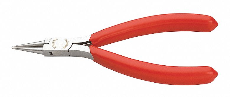 ROUND NOSE PLIER, ¾ IN MAX JAW OPENING, 4½ IN OVERALL L, ⅞ IN JAW L, 5/64 IN TIP W, SMOOTH