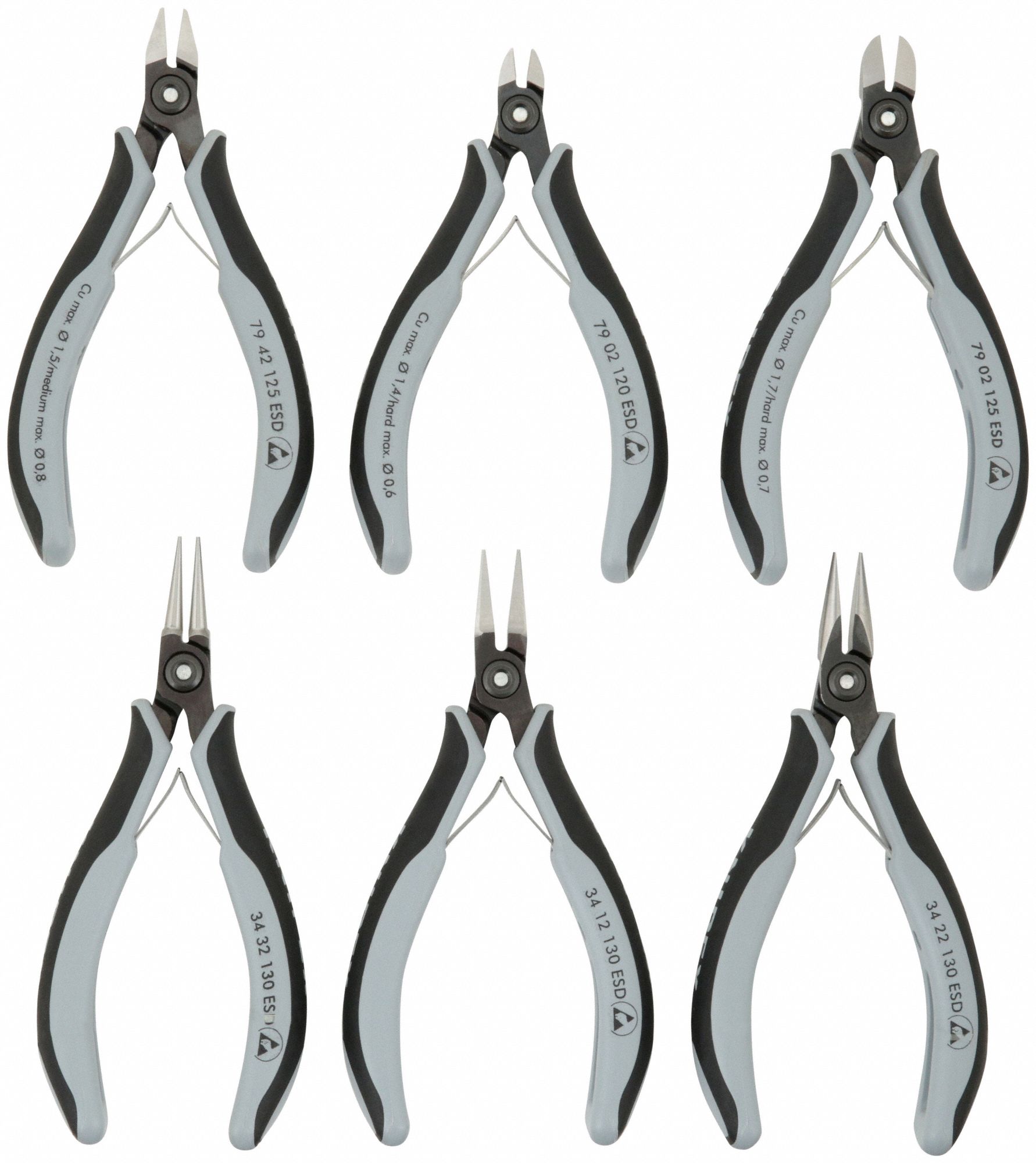 KNIPEX Precision Plier Set ESDSafe, 6 Pliers, Spring Return 38UT27