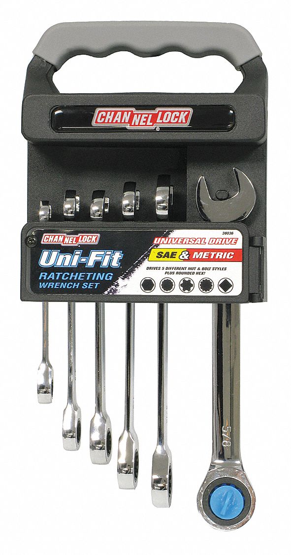 CHANNELLOCK, Alloy Steel, Chrome, Combination Wrench Set 38UU8538036 Grainger
