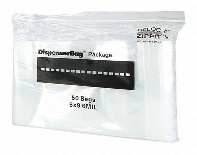 RELOC ZIPPIT Reclosable Poly Bag, Zip Seal, Polyethylene, PK 1000 38UV236R69 Grainger