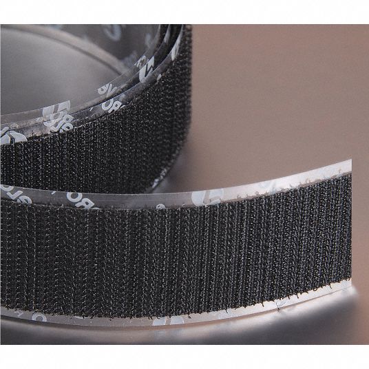 Velcro tape roll, black, loop type with acrylic adhesive back, 1” x 75